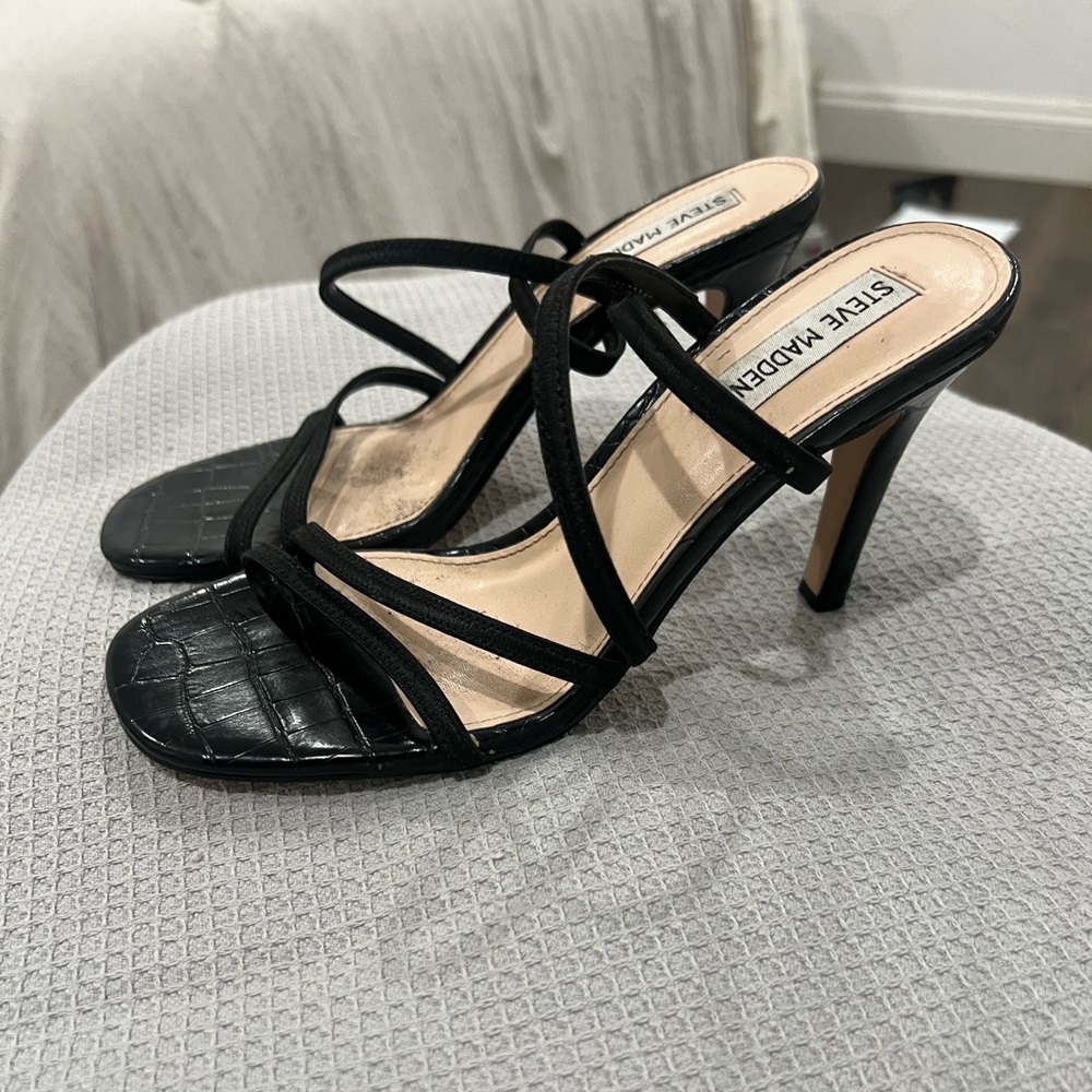 Steven Madden Black Strappy Heels
